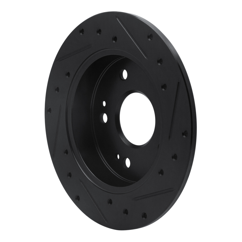 Acura ILX Brake Rotor (1) - Rear Left - R1 Concepts - Drilled & Slotted - Black - `97-`15